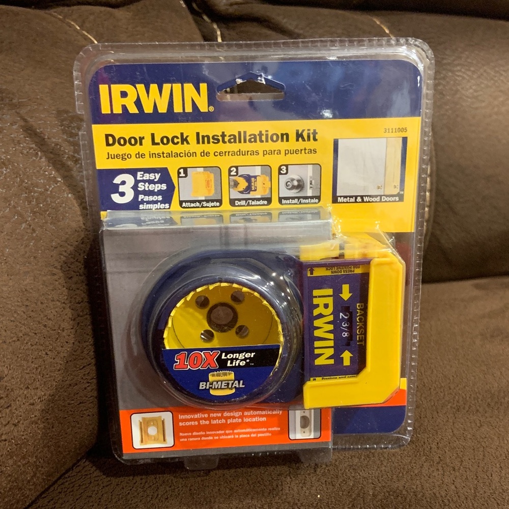 IRWIN Door Lock Installation Kit - Yellow/Blue